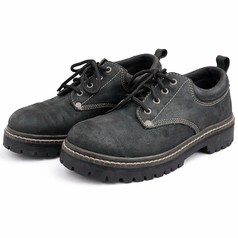 Vtg Y2K Skechers Jammers Women Sz 9 Black Leather Platform Oxfords Chunky Grunge